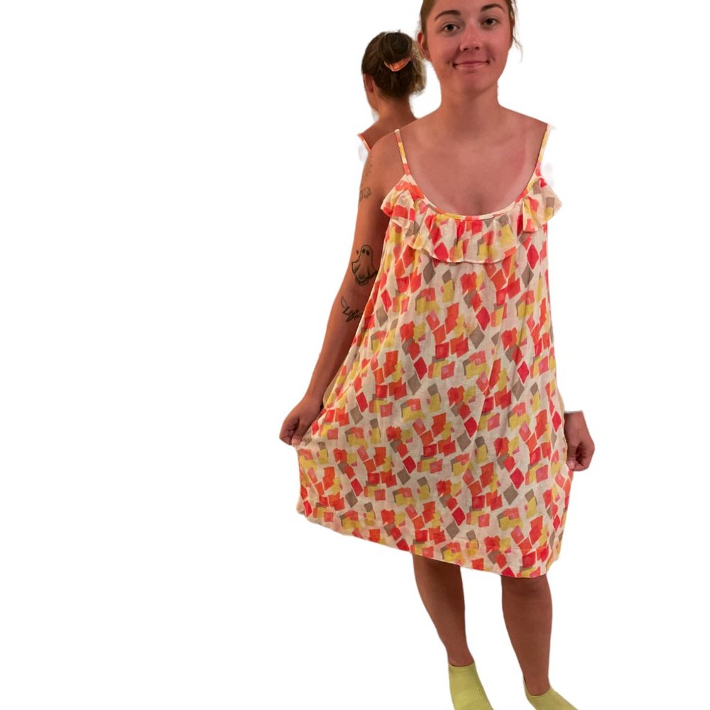 Old Navy Charming Little Orange and Yellowy Slip Dress w/ a Swing   Size…
